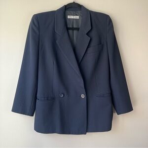 Emporio Armani Women's 42 Dark Navy Blazer Suit Jacket Made in Italy